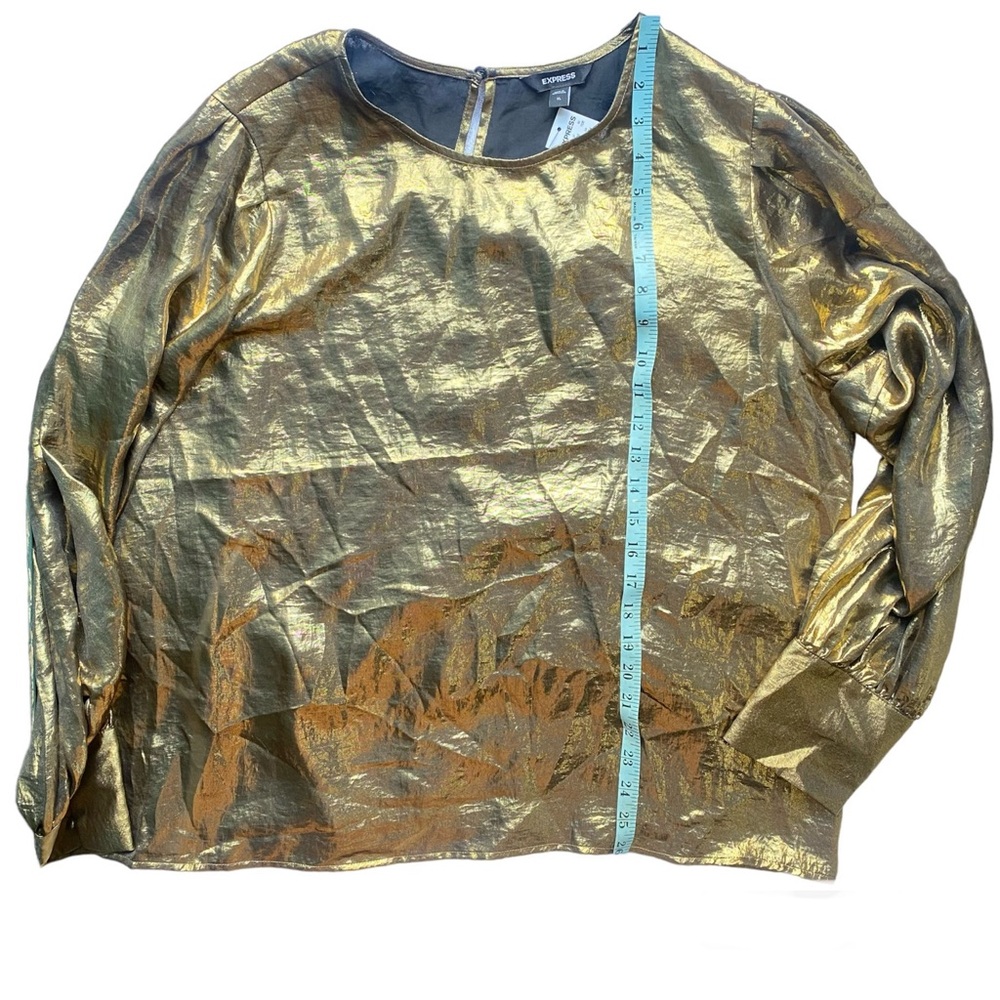 Express Gold Foil Balloon Sleeve Top Size XL NWT - Picture 7 of 13